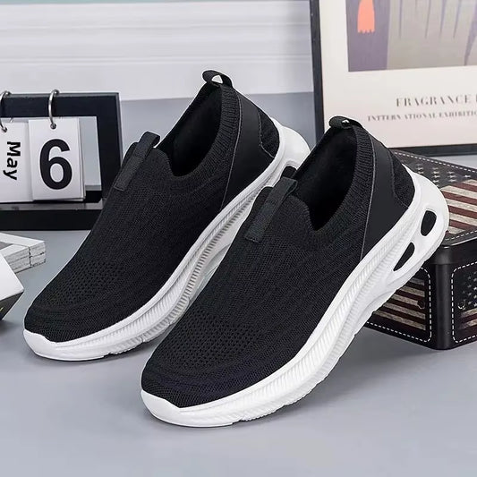 2024 Summer New Men'S Shoes Breathable Knitted Running Sports Shoes Comfortable plus Size Casual Single Shoes Rubber Sole